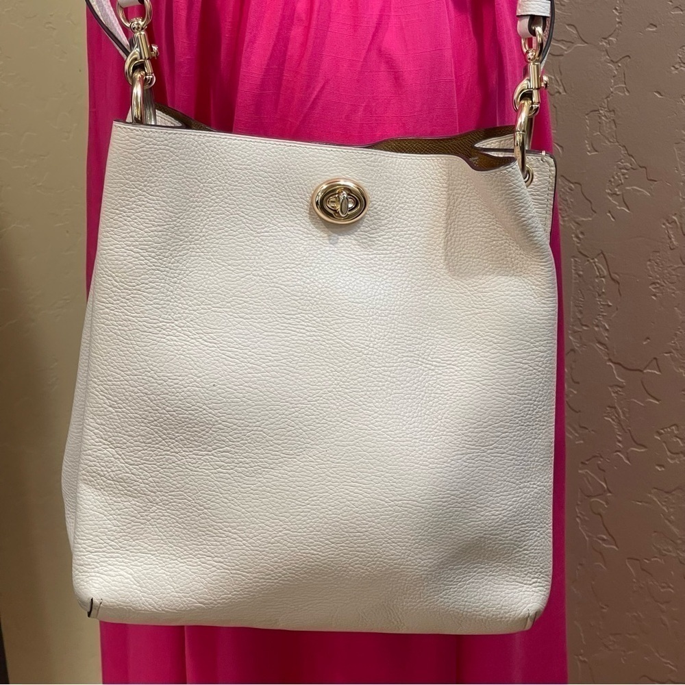 Coach Charlie Bucket 55200
Polished Pebble Leather Chalk/ Gold Crossbody - Picture 2 of 12